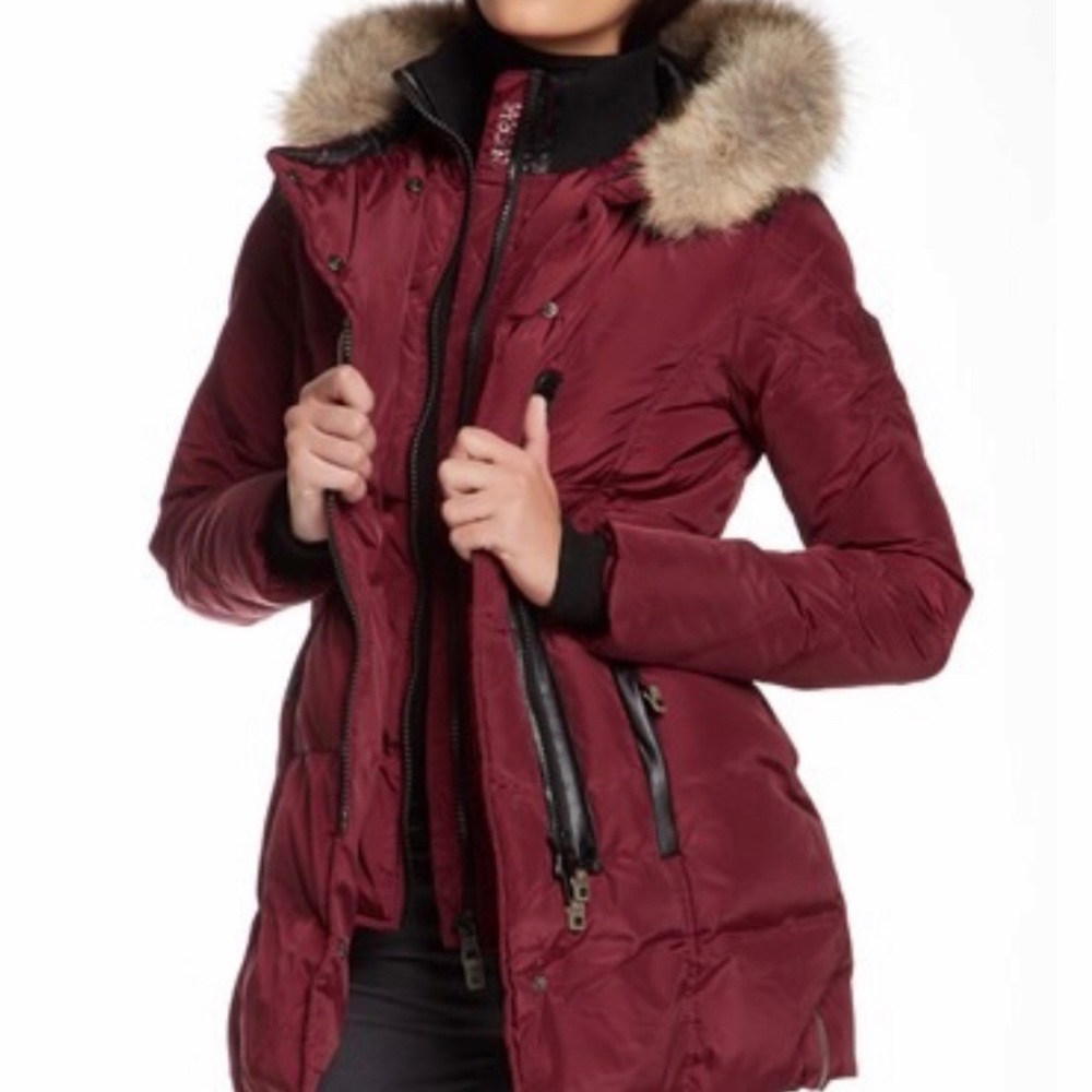 Nicole Benisti Genuine Coyote Fur Trim Puffer Coat